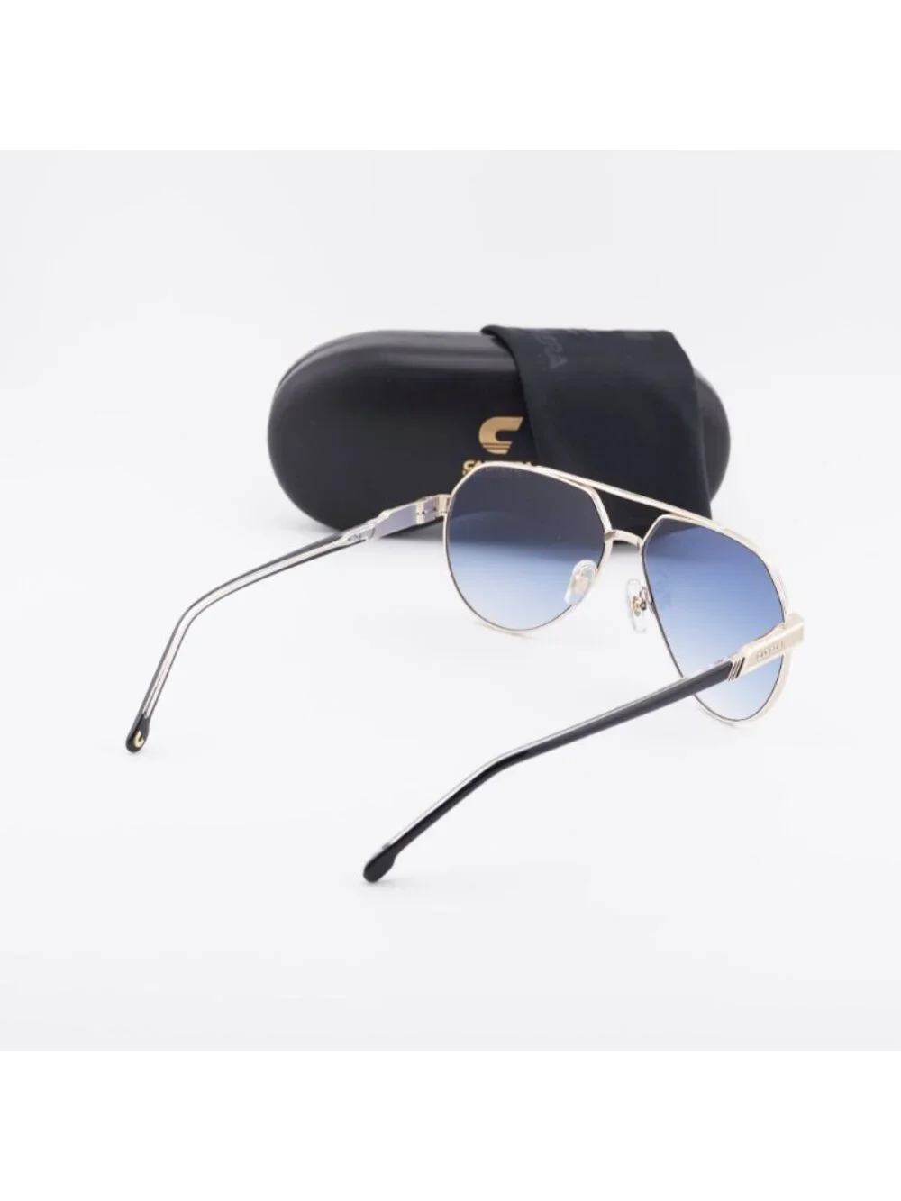 CARRERA 1067/S 0J5G 08 Sunglasses Gold Aviator Frame, Blue Lenses